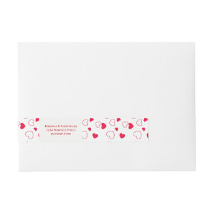 Bande Pour Adresse Red Hearts Design Valentines Day Mariage