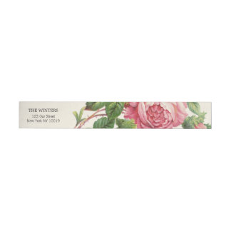 Bande Pour Adresse Rose Vintage peint Mariage Boho