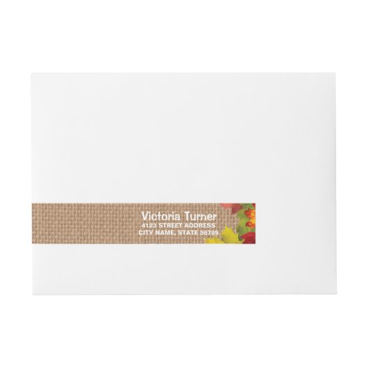 Bande Pour Adresse Rustique Automne laisse Burlap Mariage personnalis (Devant)