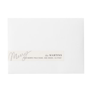 Bande Pour Adresse Script minimaliste Merry Cream White Holiday