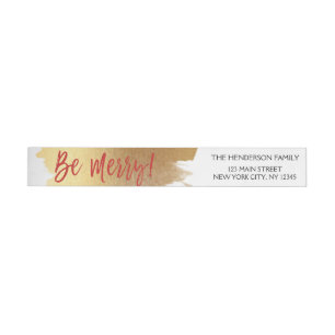 Bande Pour Adresse Soyez Merry Gold Foil et Red Christmas Script