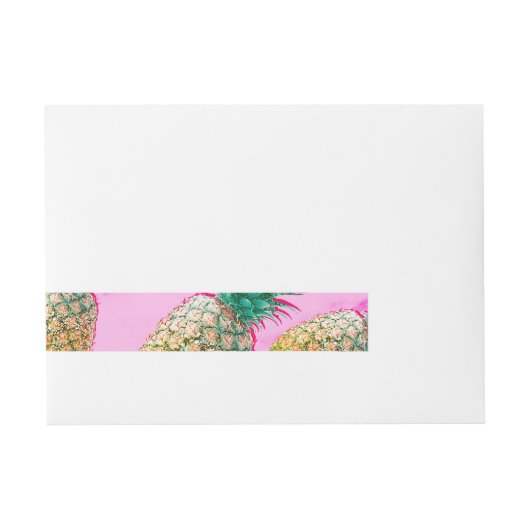 Bande Pour Adresse Tropical Ananas Rose Marbre Moderne Fête (Devant)