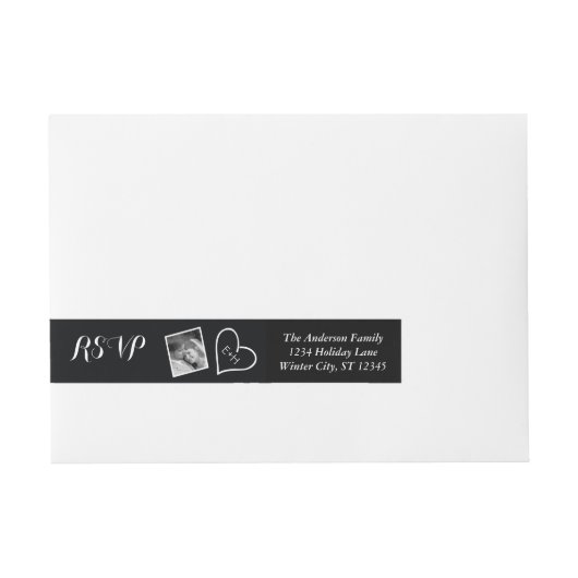 Bande Pour Adresse Votre photo Mariage RSVP Black (Devant)