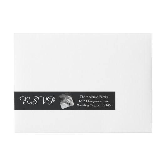 Bande Pour Adresse Votre photo Mariage RSVP Black (Devant)