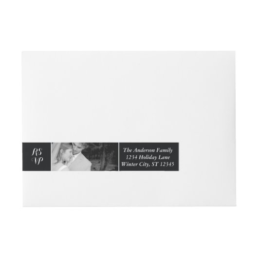 Bande Pour Adresse Votre photo Mariage RSVP Black (Devant)