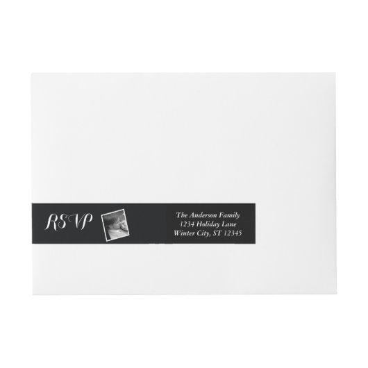 Bande Pour Adresse Votre photo Mariage RSVP Black (Devant)