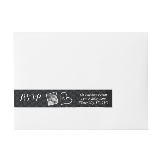 Bande Pour Adresse Votre photo Mariage RSVP Black (Devant)