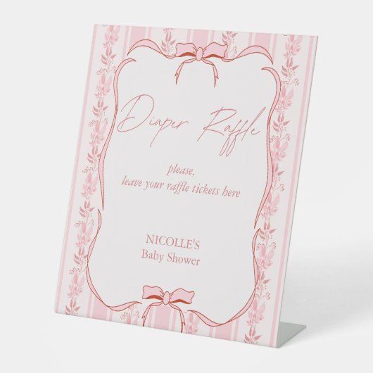 Bande rose arc baby shower diaper signe de tombola (Recto)