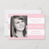 Bande rose et blanche - Faire-part de 3x5 (Devant)