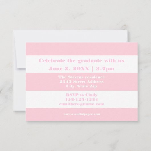 Bande rose et blanche - Faire-part de 3x5 (Dos)