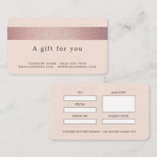 Bande rose Gold Foil Sur Cartes Cadeaux Roses Vide