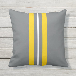 Bande verticale gris-blanc jaune Coussin extérieur