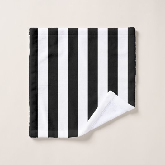 Bande Verticale Noire Et Blanc (Gant de toilette)