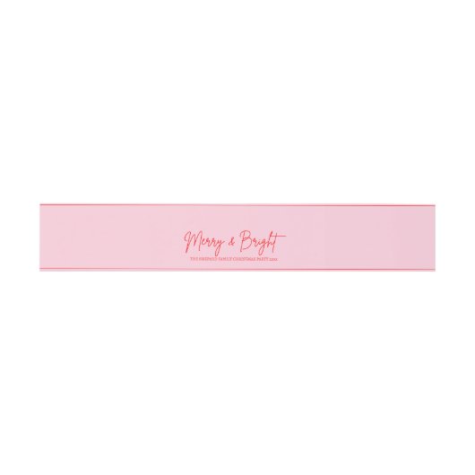 Bandeau De Faire-part 2025 Modern Merry and Bright Red Pink Christmas (Plat)