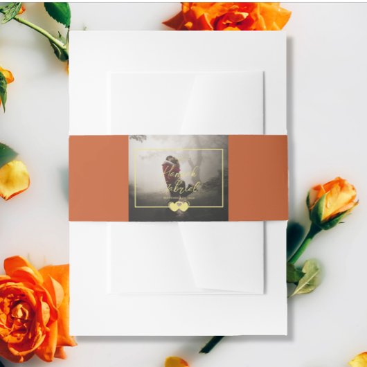 Bandeau De Faire-part Ajouter Photo Mariage Terracotta Invitation Bande