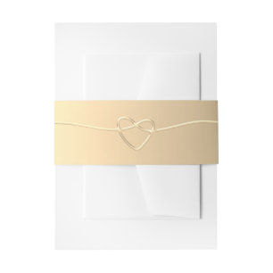 Bandeau De Faire-part Alliance de mariage Heart Gold Invitation Ventre