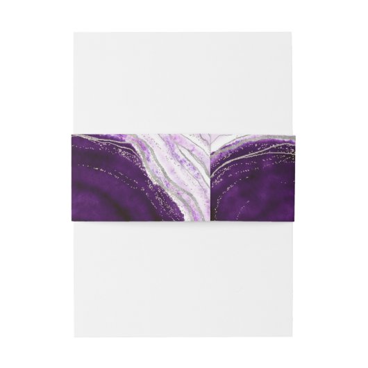 Bandeau De Faire-part Amethyst Purple & Silver Geode Mariage Monogramme (Dos Example)