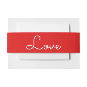 Bandeau De Faire-part Amour Rouge Mariage Blanc Moderne, Minimaliste