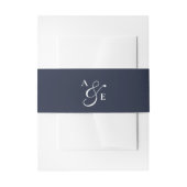 Bandeau De Faire-part Amperson de script de monogramme bleu marine (Devant example)