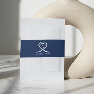 Bandeau De Faire-part Ancre de coeur de cordes bleu marine Mariage de mo