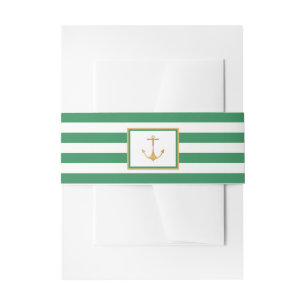 Bandeau De Faire-part Ancre d'or nautique, Sea Green et Mariage d'or