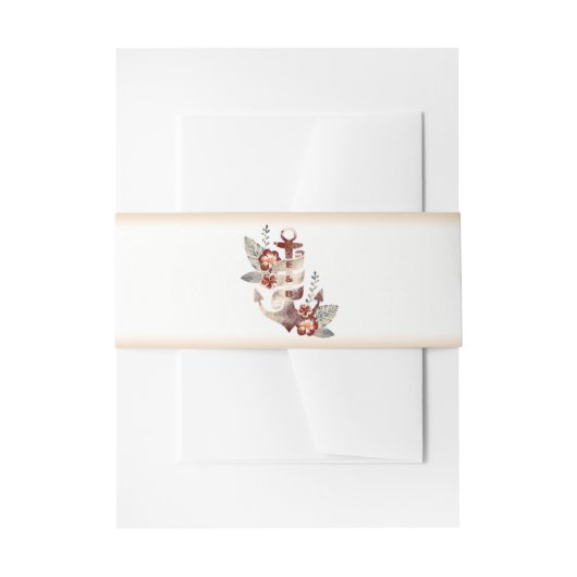 Bandeau De Faire-part Ancre florale nautique mariage plage (Devant example)