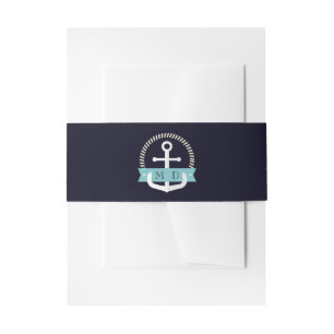 Bandeau De Faire-part Ancre marine moderne Mariage de monogramme nautiqu