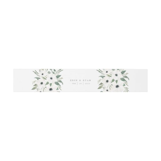 Bandeau De Faire-part Anemones Sage & Dusty Green Eucalyptus Mariage (Plat)