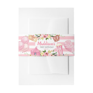 Bandeau De Faire-part Anniversaire du carnaval rose anneau de bande du v