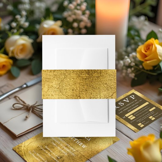 Bandeau De Faire-part Antique Gold Faire-part de mariage Belly Band