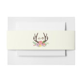 Bandeau De Faire-part Antlers et fleurs sauvages monogramme mariage bois (Devant Example)