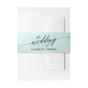 Bandeau De Faire-part Aqua et Gold Watercolor Beach Wedding Belly Band