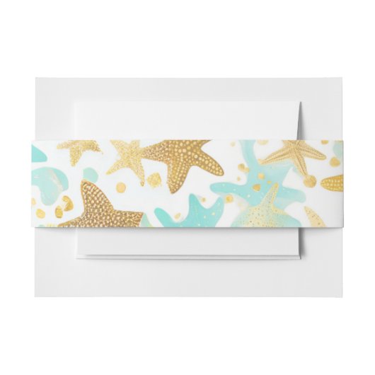 Bandeau De Faire-part Aqua Et Or Aquarelle Plage Starfish (Devant Example)