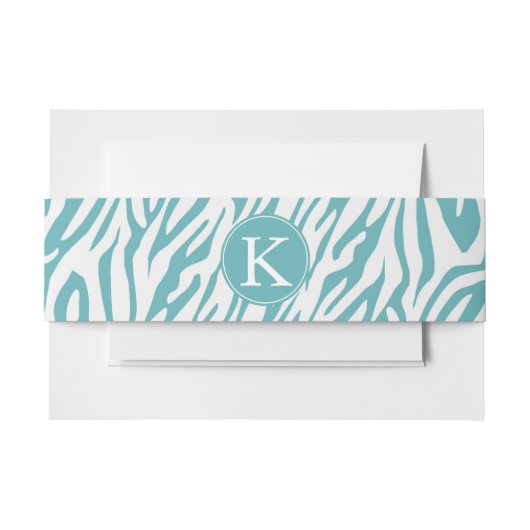 Bandeau De Faire-part Aqua White Zebra Imprimer monogramme (Devant Example)