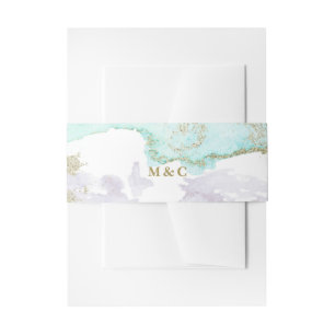 Bandeau De Faire-part Aquarelle Abstraite chic Turquoise Gold Lavender