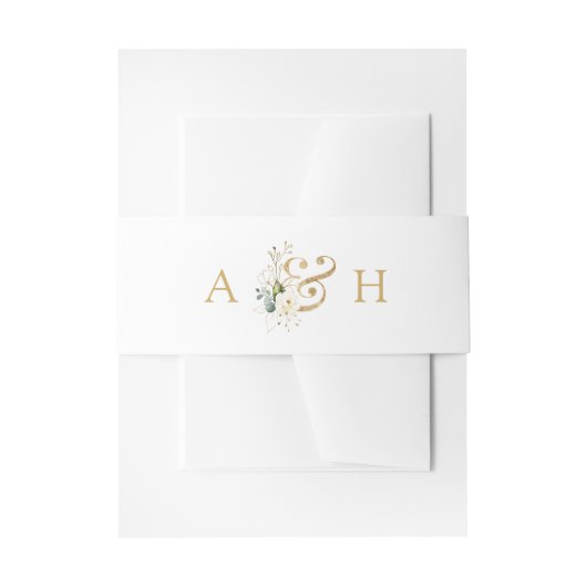 Bandeau De Faire-part Aquarelle Blanc Floral Moderne Monogramme Mariage (Devant example)