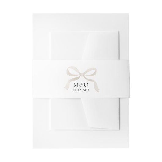 Bandeau De Faire-part Aquarelle blanche ivoire moderne Mariage Monogramm (Devant example)