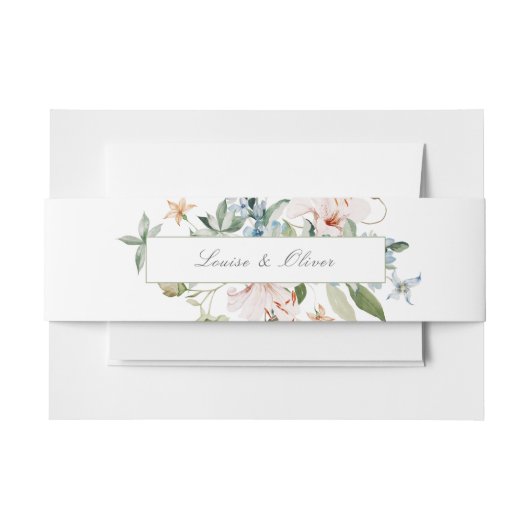 Bandeau De Faire-part Aquarelle blanche Mariage Nom floral (Devant Example)