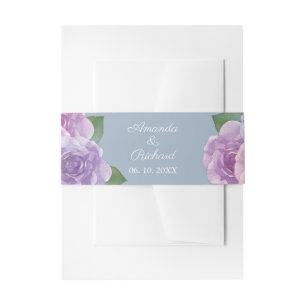 Bandeau De Faire-part Aquarelle bleu bleu foncé violet Mariage floral