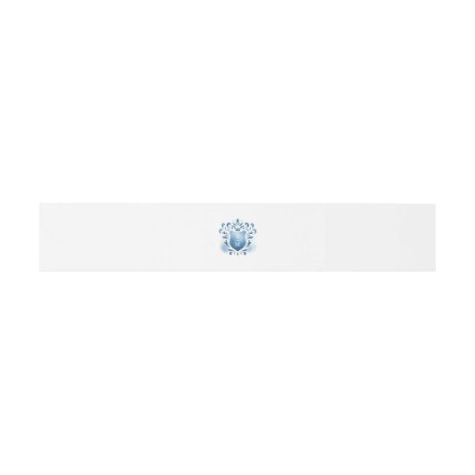 Bandeau De Faire-part Aquarelle Bleu Crest Monogramme (Plat)