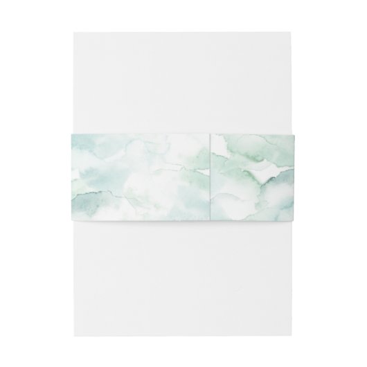 Bandeau De Faire-part Aquarelle bleu et vert pâle Initiales du Mariage (Dos Example)