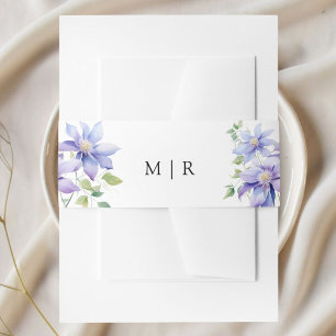 Bandeau De Faire-part Aquarelle bleu foncé Mariage floral rustique