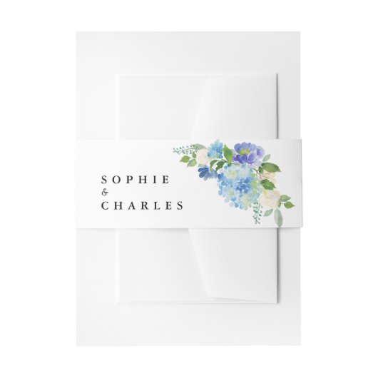 Bandeau De Faire-part Aquarelle bleu Hydrangea Bouquet Mariage (Devant example)