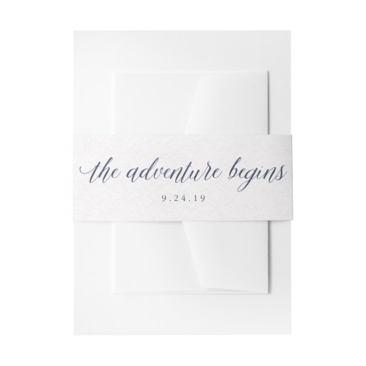 Bandeau De Faire-part Aquarelle Bleu Texte L'aventure commence Mariage (Devant example)
