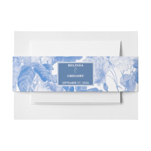 Bandeau De Faire-part Aquarelle bleue Mariage de fleurs botaniques (Devant Example)