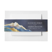 Bandeau De Faire-part Aquarelle Blue Gold Foil Mountain Mariage extérieu (Devant Example)