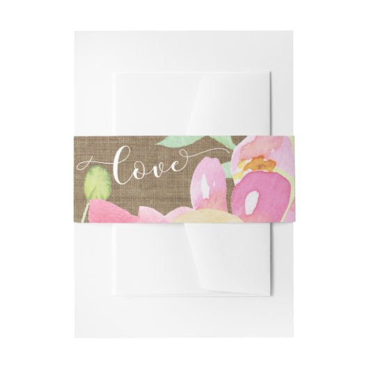 Bandeau De Faire-part Aquarelle Boho Fleurs & Burlap Love Typographie (Devant example)