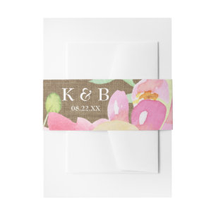 Bandeau De Faire-part Aquarelle Boho Fleurs & Burlap Monogramme Date