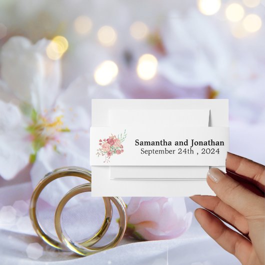 Bandeau De Faire-part Aquarelle Boho Fleurs Mariage blanc