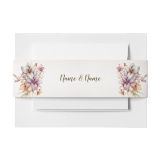 Bandeau De Faire-part Aquarelle Boho Rose Fleurs Rustique Élégant